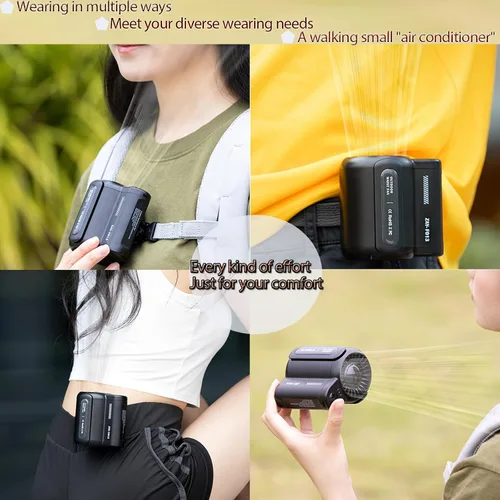 Miniatura 2 de fuliying Ventilador de cintura portátil recargable – Batería de 4500 mAh dura 10 horas, ventilador personal de clip de 3 velocidades, mini