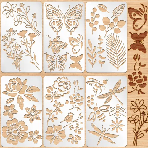 Miniatura 7 de Lewtemi - Juego de 6 plantillas de metal para diarios, plantillas de acero inoxidable para planificadores de diarios, plantillas para quemar madera