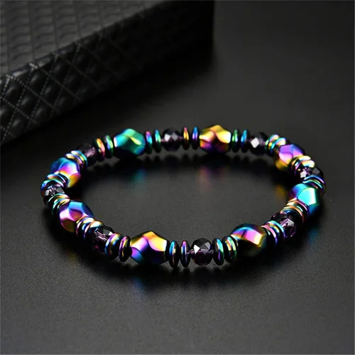 Miniatura 4 de Dearanswer - Pulsera de cadena de cuentas de hematita, pulseras elásticas de piedra magnética de obsidiana, pulsera de tobillo para hombres