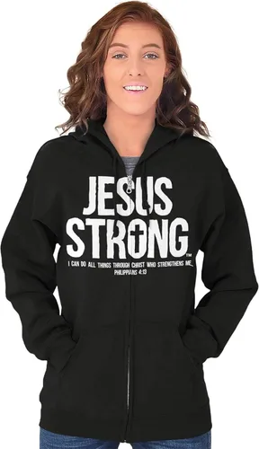 Miniatura 5 de Jesús Strong Philippians 413 Biblia Zip Up Sudadera con capucha para hombre para mujer