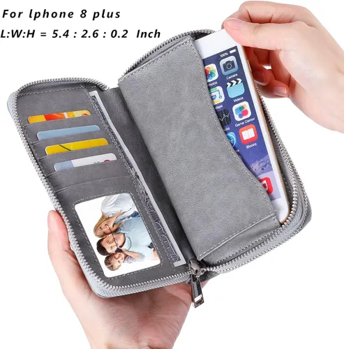 Miniatura 3 de HAWEE - Cartera para teléfono celular, con dos cierres y correa larga extraíble para la muñeca, para mujer
