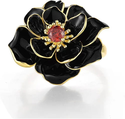 Miniatura 2 de Santuzza Anillo de plata de ley 925 con diseño de flores esmaltadas para mujer
