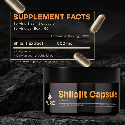Miniatura 4 de Auric Shilajit/Shilajeet Energy 60 Cápsulas Shilajit puro probado en laboratorio