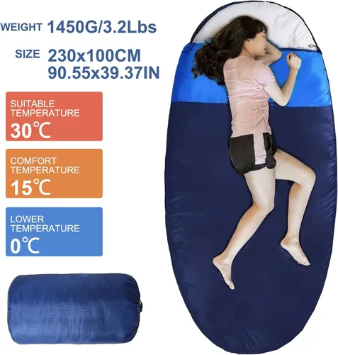 Miniatura 3 de oaskys Saco de dormir doble para adultos con 2 almohadas – Saco de dormir impermeable tamaño Queen XL para todas las estaciones, camping, Rosa