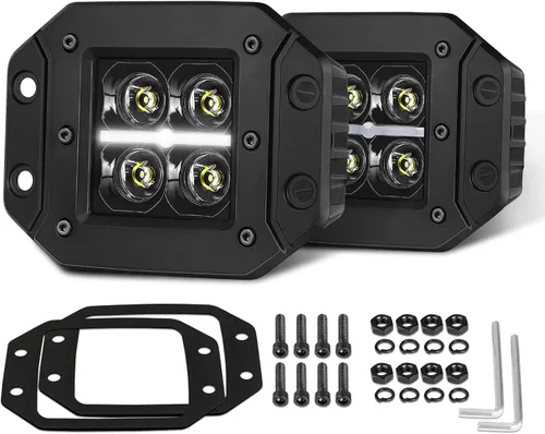 Miniatura 11 de 3" SAE luces antiniebla LED legales para la calle, aprobadas por DOT, cubos LED cuadrados, cápsulas de luz antiniebla de haz trun-cado, 2 piezas