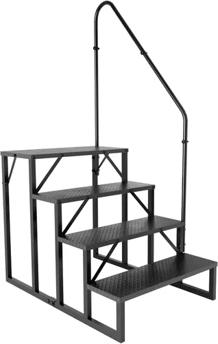 Escalera de escalón, taburete con asa, escalera de piscina resistente sobre el suelo, 660 libras, escalones de cámper al aire libre, escaleras para