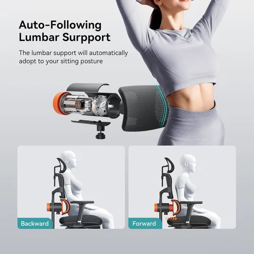 Miniatura 4 de Newtral Silla ergonómica de oficina con soporte lumbar completamente adaptable, función de inclinación de 136°, silla de escritorio para computadora