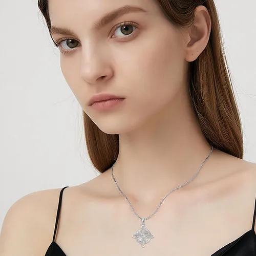 Miniatura 2 de YAFEINI Collar con dije de nudo de bruja de plata de ley, amuleto de bruja de cruz celta, regalo para mujer