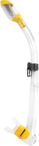 Cressi Adult Diving Dry Snorkel with Splash Guard and Top Valve - Supernova Dry: Designed in Italy Transparente/Amarillo