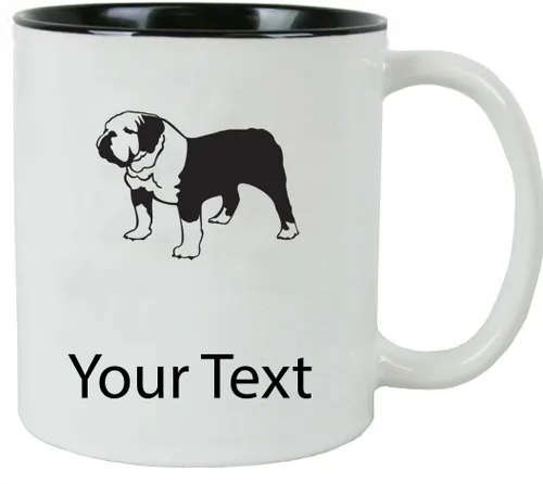 Bulldog inglés personalizado personalizado 11 oz taza de café de cerámica blanca con caja de regalo blanca
