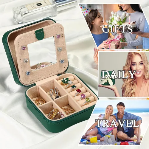 Miniatura 7 de Parima Regalos de graduación para ella, estuche de joyería de viaje de moda, regalos personalizados, joyero de viaje verde, regalos de cumpleaños