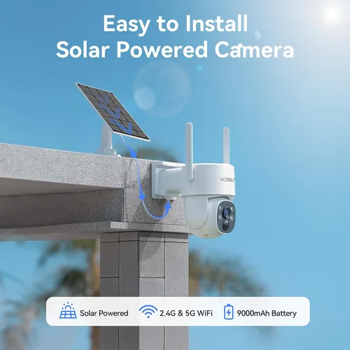 Miniatura 4 de Cámaras de seguridad solares inalámbricas para exteriores con monitor de 10 pulgadas, sistema de cámara solar 2K de 4 piezas, PTZ de 360°, visión