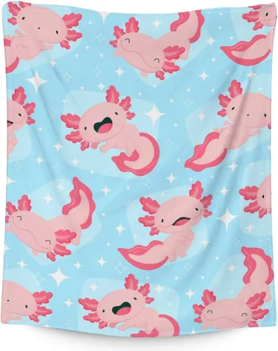 Axolotl - Manta de regalo – 30 x 40 pulgadas, bonita manta de ajolote para mujeres y niñas, franela azul, suave, cálida y acogedora para sofá,