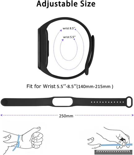 Miniatura 3 de Paquete de 3 bandas para Xiaomi Mi Band 4 y Mi Band 3, correas deportivas de repuesto de silicona suave para Xiaomi Mi Band 4 y 3 Fitness Tracker