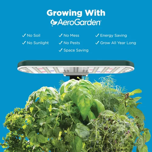 Miniatura 4 de AeroGarden Harvest Lite en Verde, Jardín hidropónico interior libre de suelo con luz LED de cultivo para jardinería de hasta 6 hierbas y vegetales