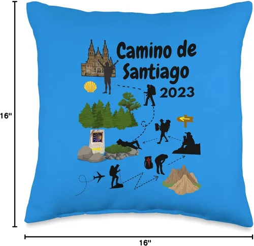 Miniatura 4 de El Camino de Santiago Pilgrim Camino Santiago de Compostela 2023 Pilgrim Journey - Almohada (16 x 16 pulgadas), multicolor