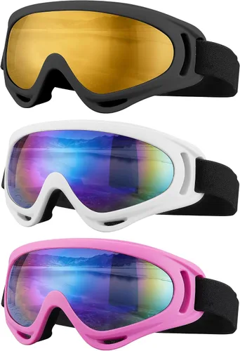 Miniatura 11 de Gafas de esquí, gafas de motocicleta, paquete de 3 gafas de snowboard para hombres, mujeres, adultos y jóvenes