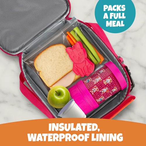 Miniatura 2 de Bentology Bolsa de almuerzo aislada para niños, correa ajustable 2 en 1 para lonchera o transporte manos libres, impermeable, resistente a las Corgi