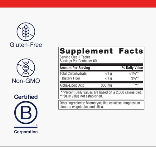 Miniatura 4 de Metagenics Meta Lipoato 300 mg de ácido alfa lipoico para ayudar a apoyar un metabolismo saludable y la salud de los tejidos, ALA - 60 Tabletas