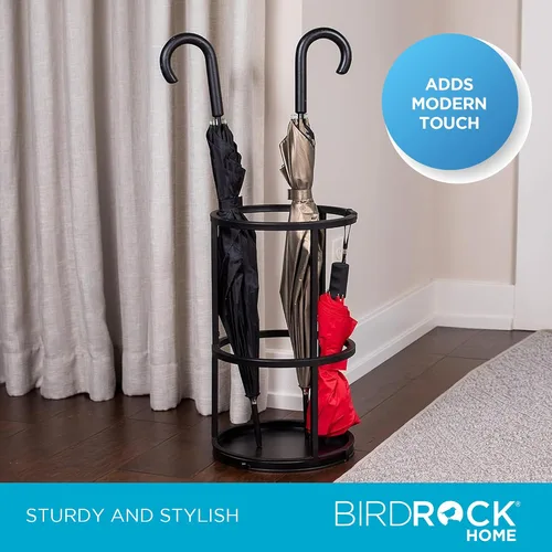 Miniatura 4 de BIRDROCK HOME Soporte circular para paraguas con bandeja de goteo extraíble - Soporte para sombrillas - Entrada - Organizador decorativo de metal