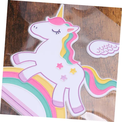 Miniatura 5 de Decoración de pared con imágenes de unicornio, calcomanía de pared luminosa, diseño creativo de unicornio para fiesta en casa