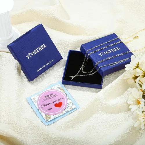 Miniatura 6 de Yoosteel Regalos para el día de San Valentín para niñas y ella, collares con iniciales de oro para mujer, chapado en oro, collar con dije de letra