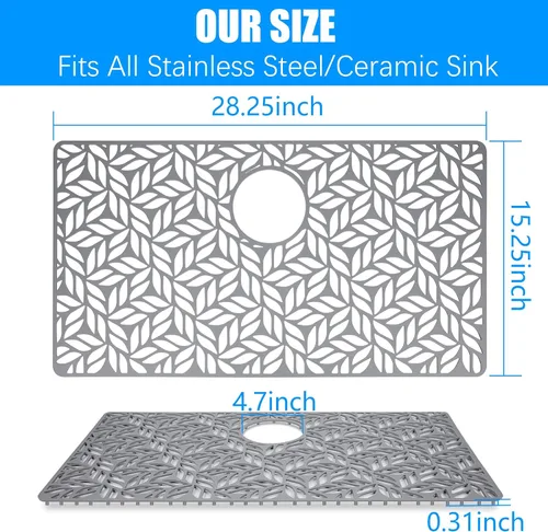 Miniatura 2 de Protectores de fregadero de silicona - 2 piezas, 28.25"x15.25", protectores inferiores para fregaderos de acero inoxidable y porcelana