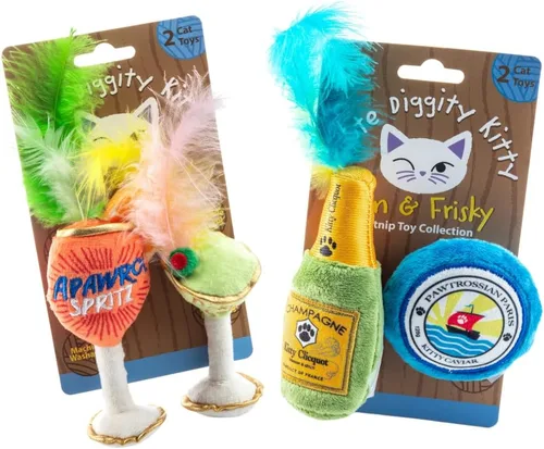 Miniatura 12 de Haute Diggity Kitty Gatos Cinta Azul + Conjunto de Gatito Vaquero, Juguetes de Felpa para Gatos Rellenos de Hierba Gatera con Sonido Crujiente