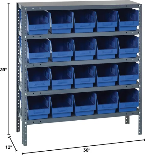 Miniatura 457 de Quantum QSBU-245BK Heavy Duty Shelving Unit with (7) Shelves and (24) QUS245 Black Bins for Garage Warehouse Storage Distribution 400 lb Load