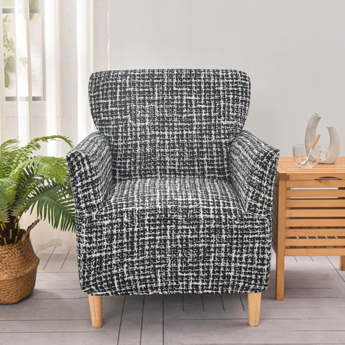 Miniatura 60 de LiveGo - Funda elástica para sillón de mediados de siglo moderno de 1 pieza, fundas de acento de jacquard para silla con brazos, fundas impermeables