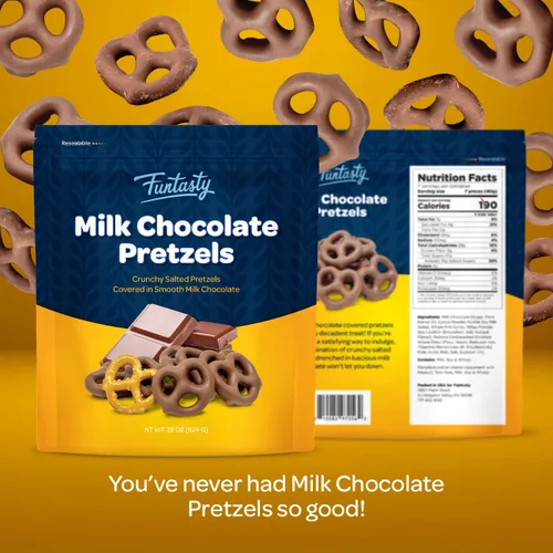 Miniatura 2 de Pretzels cubiertos de chocolate con leche, aperitivo dulce y salado - Bolsa de 22 onzas Bocadillo de oficina, mini pretzels