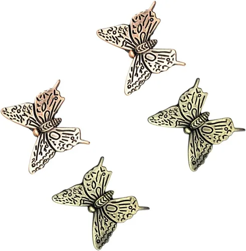 Miniatura 9 de 4 pomos de metal con forma de mariposa antigua para cajones (2 piezas de bronce y 2 bronce rojo)