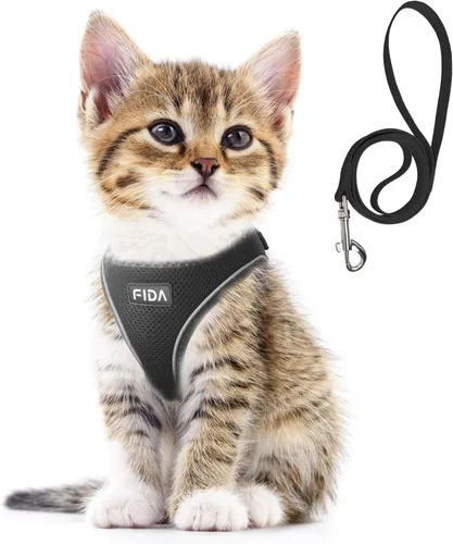 Juego de arnés y correa Fida para gatos y cachorros para caminar, a prueba de escapes, arnés para gatitos con malla transpirable liviana y suave,