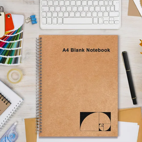 Miniatura 7 de Cuaderno diario en blanco A4, paquete de 2 cuadernos de bocetos grandes en espiral para dibujar, 200 páginas de 100gsm gruesas sin líneas en blanco