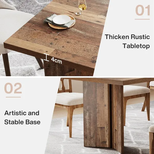 Miniatura 7 de Tribesigns Mesa de comedor de 63 pulgadas para 4-6, mesa de cocina estilo granja con gran superficie, mesa rectangular para cenas y comidas