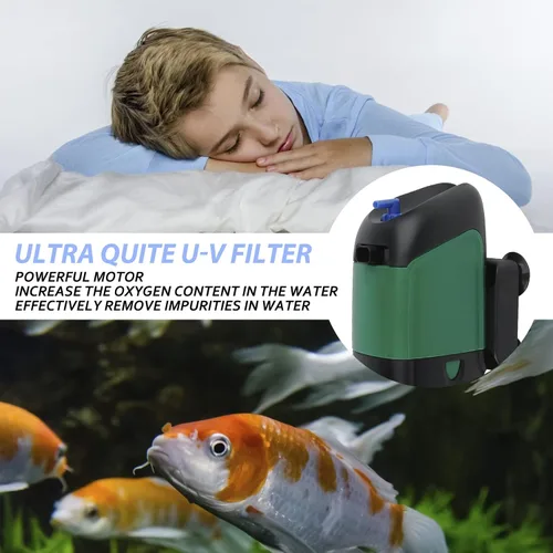 Miniatura 6 de FREESEA Bomba de filtro de energía para acuario: filtro interno de 5 vatios aumenta oxígeno 4 en 1 bomba 132 GPH para hasta 150 galones