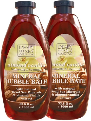 Dead Sea Collection Baño de Burbujas con Almendra y Vainilla para Mujeres y Hombres - Aceite de Almendra Dulce y Sal del Mar Muerto - Nutritivo e
