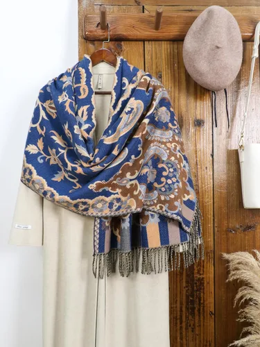 Miniatura 34 de iCuviy Bufanda grande de moda para invierno, chales y envolturas para mujer, extra suave, sensación de cachemira, bufandas frías para mujer