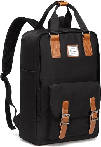 VASCHY Mochila para computadora portátil para mujeres/hombres, mochila de viaje de trabajo de 15.6 pulgadas, mochila vintage resistente al agua para