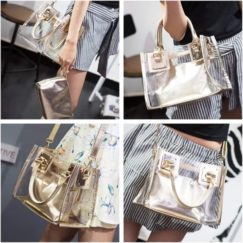 Miniatura 4 de Bolso bandolera transparente para mujer, bolso de mano de moda de diseñador 2 en 1