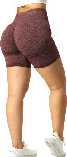 QOQ - Pantalones cortos de entrenamiento tipo ciclista para mujer, sin costuras, cintura alta, control de abdomen, pantalones atléticos adelgazantes