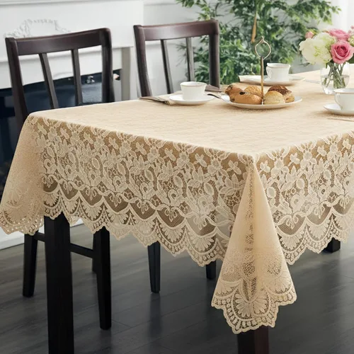 Miniatura 9 de Juvale Mantel de encaje – Mantel rectangular blanco de 60 x 97 pulgadas, borde festoneado floral vintage, elegante y delicado mantel de fiesta de té