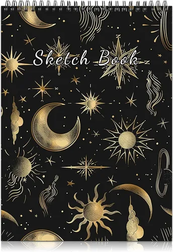 Miniatura 9 de Deokke Cuaderno de bocetos encuadernado en espiral, 9 x 12 pulgadas, papel grueso de 3.53 oz/m², 50 hojas y 100 páginas, libro de bocetos