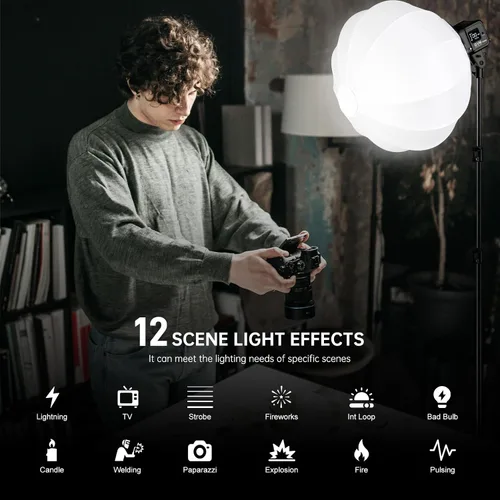 Miniatura 5 de GVM - Luz de video LED SD80S de 80 W con linterna Softbox y kit de soporte para trípode, luz de estudio de montaje Bowens de 5600 K, iluminación