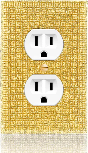 Miniatura 22 de 1 funda para interruptor de luz brillante – Cubierta de placa de interruptor con purpurina dorada con diamantes de imitación 2.2 lbs-2-Oro