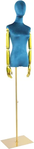 Miniatura 2 de Vestido de maniquí femenino con forma de torso, cuerpo de maniquí de costura ajustable de 63 a 81 pulgadas con soporte de metal y cabeza