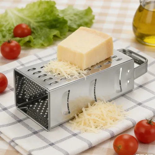 Miniatura 8 de MAGICLULU Rallador de queso de caja de 8 pulgadas con asa, cortador de verduras de 4 lados de acero inoxidable resistente, triturador y rallador