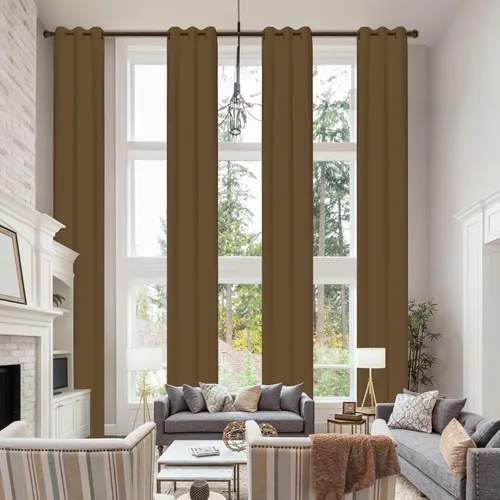 Miniatura 13 de Cortinas opacas extralargas con ojales, de 132 pulgadas de largo, cortinas para techos altos para sala de estar y loft (1 panel, beige, 52"x132")