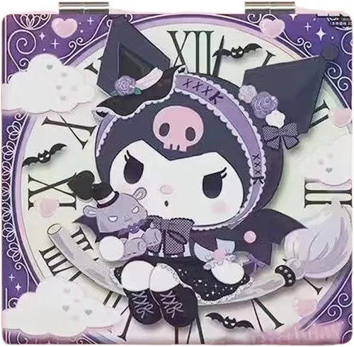 Miniatura 9 de Espejo compacto de viaje Kawaii para mujeres y niñas, bonito espejo cosmético clásico de dibujos animados con aumento 1X/2X espejo de maquillaje