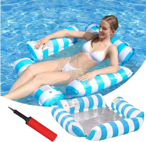 Silla flotante inflable para piscina, diseño de rayas, para fiestas en la piscina y vacaciones, 48 x 47 pulgadas